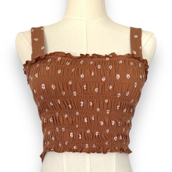 American Eagle‎ Stretch Ruched Crop Tube Top with Straps Rust Color Wm Sz XS - Picture 1 of 8